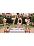 70th Birthday Decorations Women Rose Gold Balloon Wine Red Confetti Banner