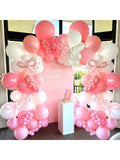 114pc Coquette Pink Bow Balloon Kit with Pastel Pink White Garland for Parties