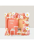 Boho Daisy Balloon Garland Nude Sand Pink with Flowers for Wedding or Party