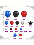 Blue Red Black Balloon Garland Kit with Metallic Silver and Star Foil Balloons
