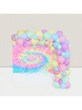 Tie Dye Macaron Balloon Garland Kit with Happy Birthday Backdrop