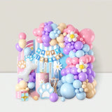 Dog Theme Balloon Arch Blue Yellow Pink with Dog Bone Foil for Kids Party