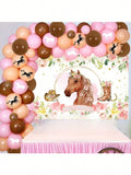 Pink Western Horse Party Decor Backdrop & Balloon Garland Kit