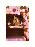 Pink Western Horse Party Decor Backdrop & Balloon Garland Kit