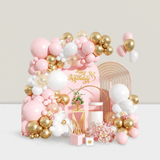 Pink White Balloon Arch Kit 121pcs Pink Gold Confetti for Parties Showers