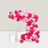 122 Pc Hot Pink and Rose Red Balloon Garland with Cow Print for Western Birthday and Party