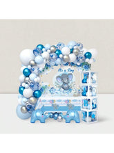 155pc Elephant Shower Kit Blue Balloon Garland, Boxes, Tablecloth & Party Supplies
