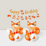 34PCS Jungle Animal Party Decorations with Fox Banner and Balloons