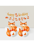 34PCS Jungle Animal Party Decorations with Fox Banner and Balloons