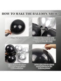 147 Black and Silver Balloon Arch Kit for Birthday Graduation and New Year Decor