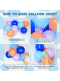 136-Pc Purple and Blue Balloon Arch Kit with Tropical Leaves and Flowers for Party