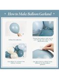 Blue Birthday Decorations for Men with Dusty Blue and White Balloons Banner and Curtains