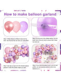 151-Pc Pink Balloon Arch Kit with Rose Gold, White, Purple, Confetti, and Stickers