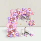 151-Pc Pink Balloon Arch Kit with Rose Gold, White, Purple, Confetti, and Stickers