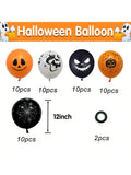 50pcs 12 Inch Halloween Balloons Black Orange White Party Decor