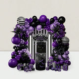 Purple Black Balloon Arch Kit Gothic Backdrop for Spooky Party