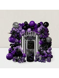 Purple Black Balloon Arch Kit Gothic Backdrop for Spooky Party
