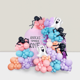 150pcs Pastel Halloween Balloon Kit Blue & Pink with Ghosts & Spiders for Party