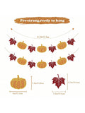 Pumpkin & Maple Leaf Fall Banner Pre-Strung Garland for Autumn & Thanksgiving Decor