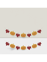 Pumpkin & Maple Leaf Fall Banner Pre-Strung Garland for Autumn & Thanksgiving Decor