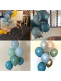 Muted Blue and Gold Balloons for Whale Ocean Theme, Graduation, and Baby Shower Decor