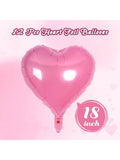 12 Pc 18 Inch Pink Heart Foil Balloons for Valentine Wedding and Party Decor
