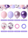 65 Pc 12 Inch Pink and Purple Balloon Arch Kit with Confetti for Parties