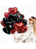 12-Pc Black and Red Heart Foil Balloons 18-Inch for Valentine’s or Party Decor