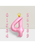 40 Inch Pink Crown Number 4 Balloon for Girls 4th Birthday Party