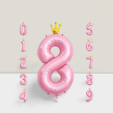 40 Inch Pink Crown Number 8 Balloon for Girls 8th Birthday Party