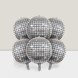 6 Pc 22 Inch Silver Disco Ball Foil Balloons for Retro Parties Birthday and Graduation