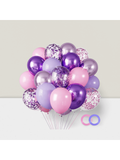 65 Pc 12 Inch Pink and Purple Balloon Arch Kit with Confetti for Parties