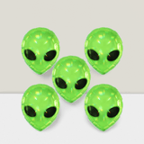5pcs Alien Head & UFO Balloons For Outer Space Birthday, Baby Shower, Carnival, Halloween Decor -