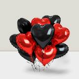 12-Pc Black and Red Heart Foil Balloons 18-Inch for Valentine’s or Party Decor