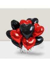 12-Pc Black and Red Heart Foil Balloons 18-Inch for Valentine’s or Party Decor