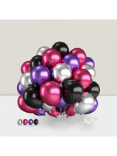 12 Inch Pink Purple Black Silver Metallic Balloons with Ribbon for Party Decor