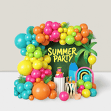 120pc Tropical Rainbow Balloon Arch Kit Hot Pink Green Orange Teal Blue