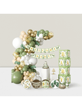 258pc Sage Green Baby Shower Decorations Balloon Garland Banner Boxes