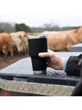 Stainless Steel Double Wall Insulated Tumbler With Straw, Lid, And Cleaning Brush For Hot & Cold Beverages-Black,