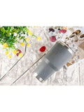 Stainless Steel Double Wall Insulated Tumbler With Straw, Lid, And Cleaning Brush For Hot & Cold Beverages-Grey,