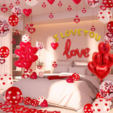 Valentine Balloons Set 110 pcs with Silk Rose Petals Hearts for Wedding Party