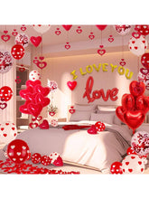 Valentine Balloons Set 110 pcs with Silk Rose Petals Hearts for Wedding Party