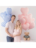 10 Pink Checked Heart Balloons 18 Inch Plaid Hearts for Wedding Valentine Decor