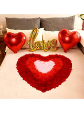 Valentine Red Heart Foil Balloons with Rose Petals and Confetti for Party Decor