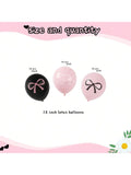 30pcs Pink Black 12 Inch Bow Balloons Elegant Party Decorations for Birthday Shower