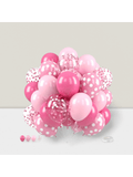 Hot Pink Rose Dot Bow Foil and Confetti Balloons with Ribbon for Party Decor