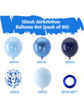 60-Piece Blue Balloons 12-Inch for Birthday, Wedding, Baby Shower, or Party Decor