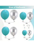 100PCS Teal Balloon Garland Kit Metallic Silver & Teal Party Decorations