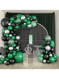 Black & Green Balloon Garland Kit with Silver Confetti for Parties