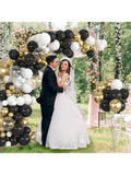 137PCS Black Gold Balloon Arch Kit 5-18 Inch Confetti Balloons for Party Decor